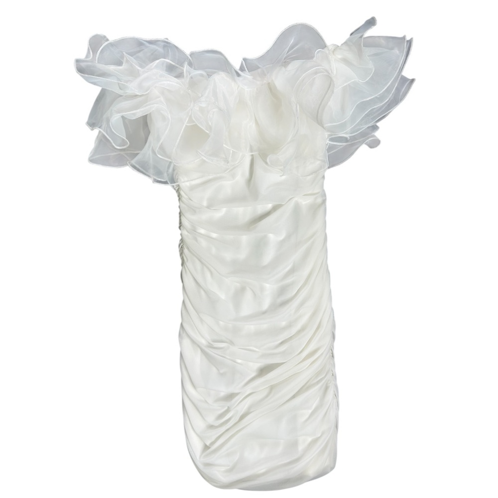 Fashion Nova White Strapless Ruffle Mini Dress M Bride Bachelorette Party Sexy
